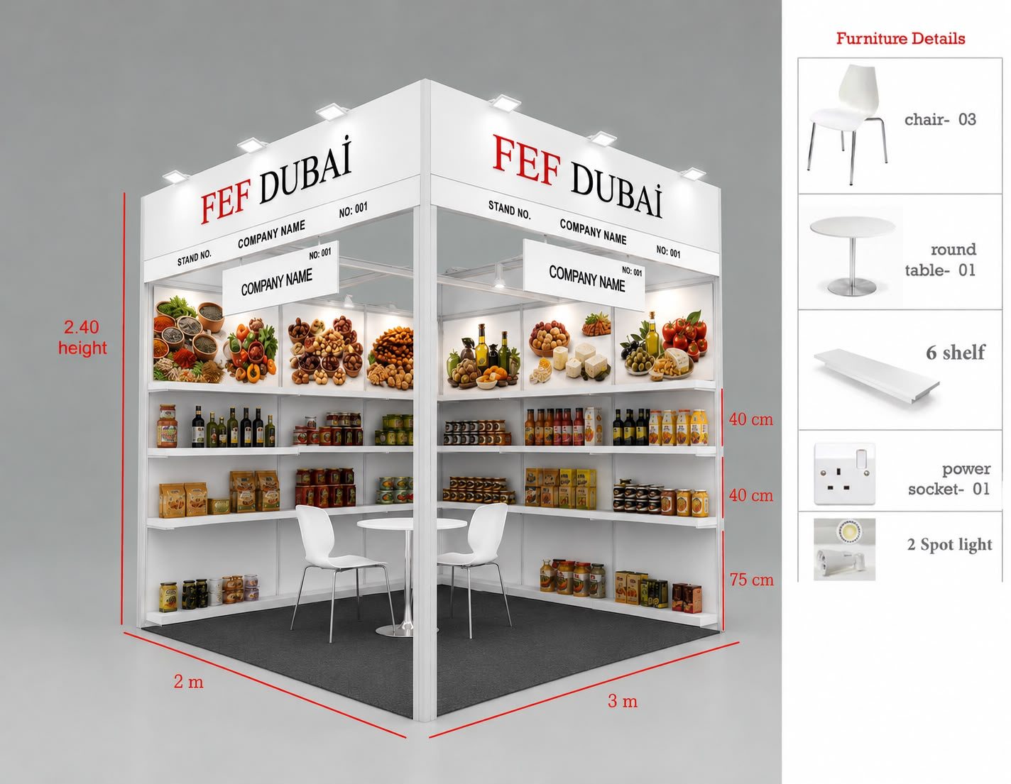 2x3 m hazır stand
